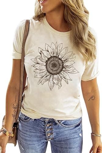 Chulianyouhuo Sunflower Graphic Shirt for Women Cute Flower Short Sleeve Ladies Tee Tops Teen Girls Casual T Shirt thumbnail 4