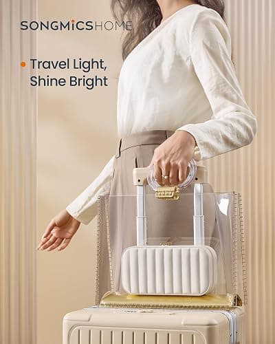 SONGMICS HOME Travel Jewelry Case, Travel Jewelry Box Organizer with Mirror, 4.1 x 8 x 2.4 Inches, Stitching, Portable, Christmas Gift, Cloud White UJBC180W01 thumbnail 4