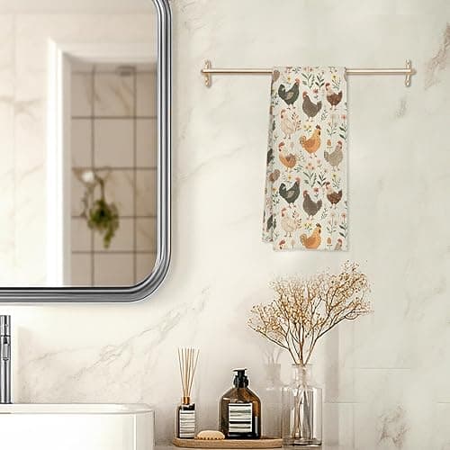 HUGANE Farmhouse Chicken Rooster Kitchen Towels, Chicken Dish Towels, Rooster Decor Hand Towel for Bathroom Kitchen Decor, Cock Mom Lady Gifts, 16x24 Inch thumbnail 5