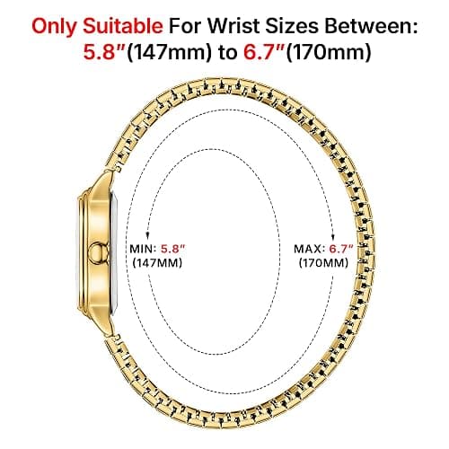 TKIIOER Small Gold Watches for Women, Easy to Read Ladies Analog Watch, 30M Waterproof, Luminous Dial, Stainless Steel Stretch Expansion Strap thumbnail 4