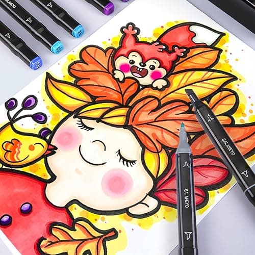SALAHEYO 120 Colors Alcohol Markers with Base Art Drawing Markers Set for Adults Painting,Coloring,Sketching, Comics, Illustration- Refillable thumbnail 7