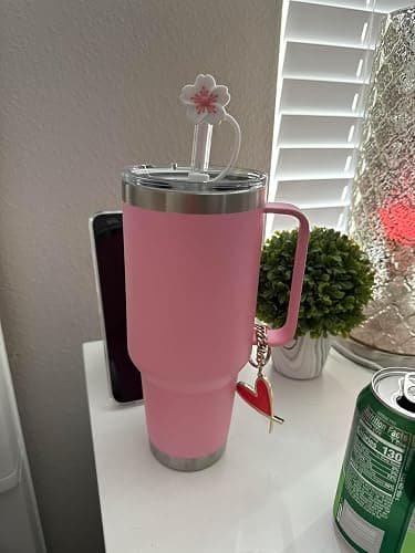 cherry blossom tumbler straw covers (pink) thumbnail 5