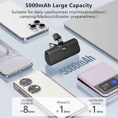 LUCKYDUO Portable Charger for iPhone 16/15 with Phone Holder,5000mAh Small USB C Power Bank with 12W PD LED Display, Mini Portable Battery Phone Charger for iPhone 15 Series/Samsung/Huawei, Android thumbnail 7
