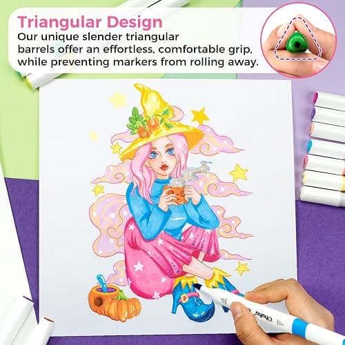 Ohuhu Alcohol Markers Brush Tip - Double Tipped Markers for Artist Adult Coloring Sketching - 48-color Art Marker Set for Fashion Cartoon Animation Illustration Design - Brush Chisel Dual Tips thumbnail 3
