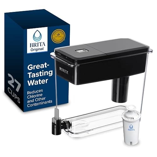 Brita X-Large 27 Cup Water Dispenser, Includes 1 Filter, Black | WQA and NSF/ANSI Certified, Reduces Chlorine, Copper, Mercury & Cadmium, Lasts 2 Months, Household Essential - Image 1