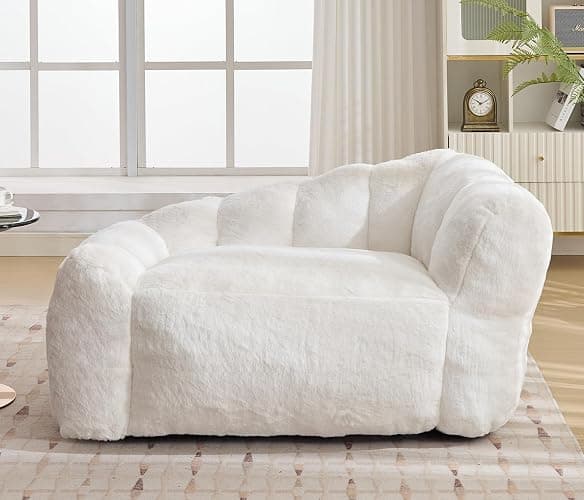 Belandi Dog Sofa Couch for Extra Large Medium Dogs, 51” Memory Foam Pets Sofa with Faux Fur Fabric Beige thumbnail 6