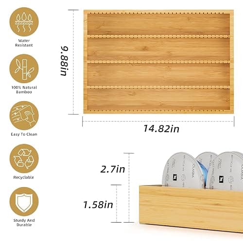 MinBoo Bamboo Coffee Pod Storage Holder Drawer Insert for Counter Compatible Nespresso Vertuo Vertuoline Capsules for Kitchen, Home, Office, Coffee Station thumbnail 2