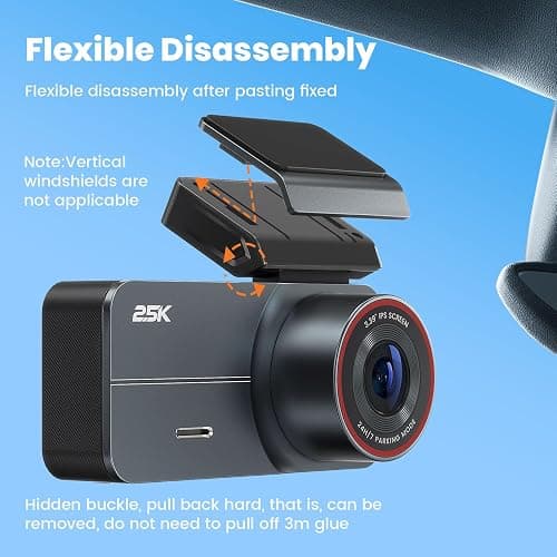 Yonvim 2.5K Dash Cam Front and Rear with 64GB Card, Car Camera WiFi & GPS, 3.39" IPS Screen, WDR Night Vision, Parking Monitor, G-Sensor Dash Camera thumbnail 2