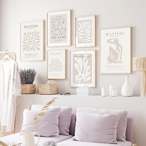 Youillne Henri Matisse Wall Art Prints Flower Abstract Canvas Pictures Aesthetic Beige Wall Art Decor Matisse Picasso Poster Gallery Vintage Painting Artwork for Bedroom 8x10 Inch Unframed Set of 6 - 10L" x 8W" - People Matisse Art Prints thumbnail 4