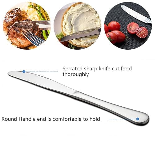 Silverware Set Service for 2, E-far 10-Piece Stainless Steel Flatware Set Cutlery Sets, Include Knife/Fork/Spoon, Simple & Classic Design, Easy Clean & Dishwasher Safe thumbnail 5