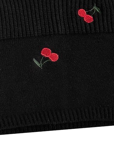 Verdusa Women's Y2k Halter Tops Gothic Clothes Summer Going Out Tops Crochet Cami Tie Boho Cowgirl Outfits - Medium - Cherry Black thumbnail 5