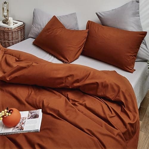 Houseri Burnt Orange Comforter Set California King Rust Orange Bedding Caramel Terracotta Cal King Comforter Sets Soft Comfy Women Men Aesthetic Cinnamon Reddish Brown Bed Quilts Blanket Cal King Size thumbnail 3