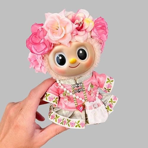 2025 Clothes for La Boo Boo(no Dolls), 4PCS Suit with Flowered Hat Designed for Lububu Doll Clothes, Multiple Stylish Outfit, Used for Your 15&17cm Dolls (Suit I) thumbnail 7