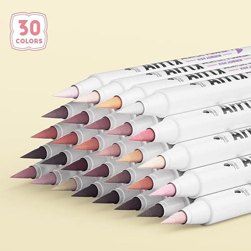 Arrtx 30 Colors Skin Color Acrylic Paint Pens, Skin Tone Paint Markers Paint Pens for Artists Adults Coloring Drawing Brush Tip for Rock Painting, Wood, Canvas, DIY Crafts Making Art Supplies thumbnail 6