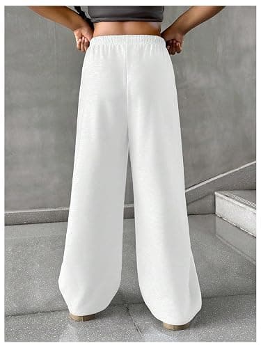 RoseSeek Girl's Sweatpants Drawstring Waist Wide Leg Pants Casual Athletic Trousers thumbnail 2
