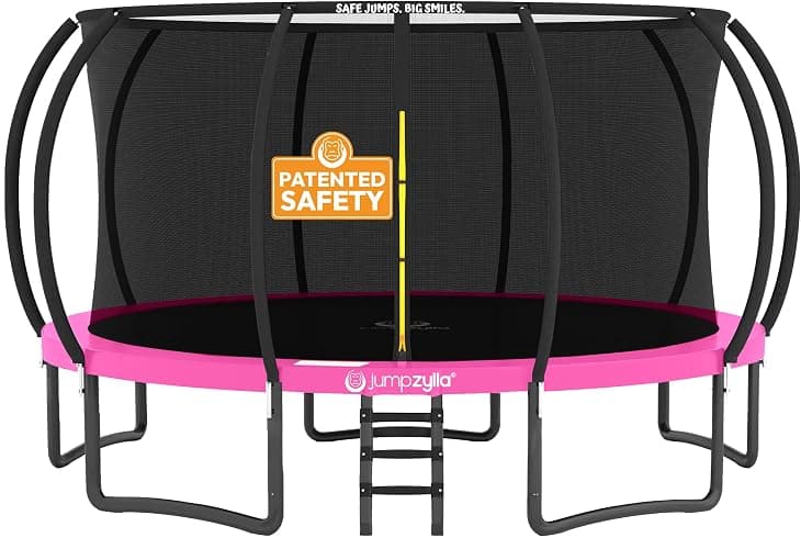 JUMPZYLLA Trampoline Outdoor 8FT 10FT 12FT 14FT 15FT 16FT with Enclosure and Ladder, ASTM Approved Recreational Trampoline for Kids and Adults, Anti-Rust Coated Frame - Image 1