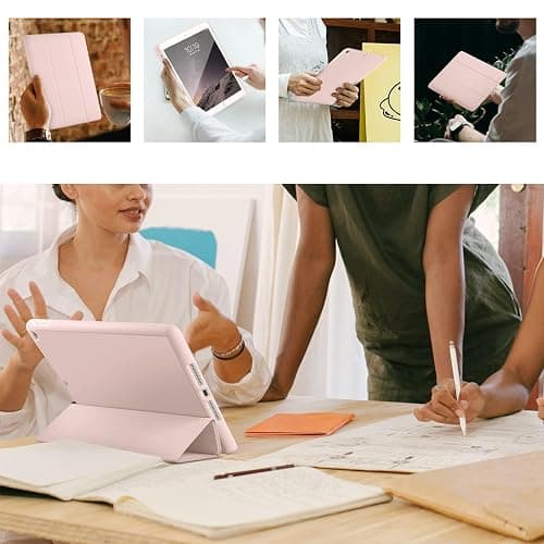 kenke Case for iPad 6th/5th Generation (2018/2017 Model) 9.7 Inch with Pencil Holder, Lightweight Smart Stand Cover with Soft TPU Back, Auto Wake/Sleep, Model A1822/A1823/A1893/A1954, Pink thumbnail 8