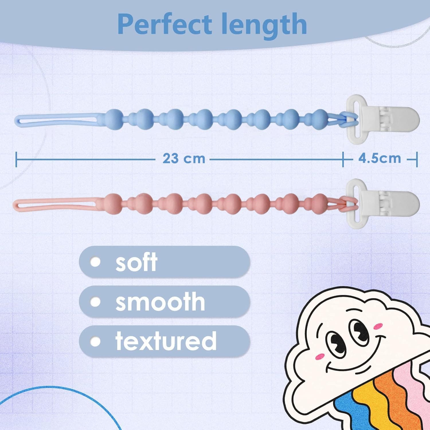4 Pack Silicone Pacifier Clips, One Piece Beads Gourd Design Teething Pacifier Holder Clip, Neutral Baby Paci Dummy Clips Boys & Girls, Binky Clips Pacifier Straps Chain for Toys Teethers thumbnail 4
