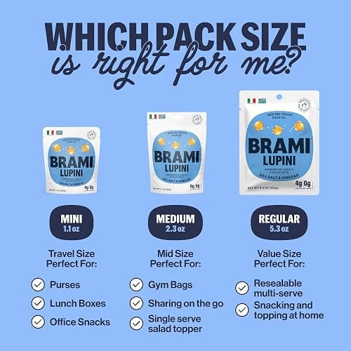 BRAMI Lupini Beans Snack, Variety Pack | 7g Plant Protein, 0g Net Carbs | Vegan, Vegetarian, Keto, Plant Based, Mediterranean Diet, Non Perishable, 5.3 Ounce (Pack of 8) thumbnail 3
