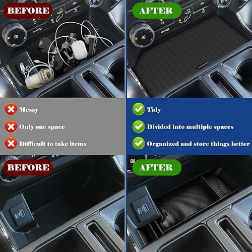 Center Console Organizer Cover for Ford F150 Accessories 2021-2026 & Lightning XLT 2022 2023 2024 Middle Console Secret Pocket Lid Interior Hidden Storage Compartment Tray with USB Holes, 2PCS thumbnail 5
