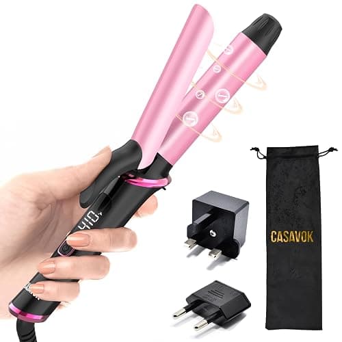 Mini Curling Iron for Travel,110~240V Dual Voltage with European Plug Adapter,Small Curling Iron for Short Hair,Tiny Curling Irons for Women,Anti-Scald Cover,Auto-Off,5 Temp Digital Settings,1 Inch - Image 1