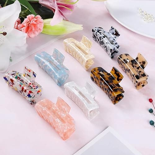 laxizar Hair Claw Clips 8 Pack Tortoise Barrettes Rectangle Shape Clips 3 Inch Fashion Hair Clips for Women thumbnail 4