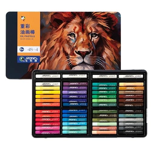 Marie's 48 Colors Oil Pastels with 4 Bonus White Pencils in Tin Box,Vibrant Colors for Smooth Blending & Layering, Oil Pastels for Artists, Students, Teachers & Beginners (10x70mm) thumbnail 9