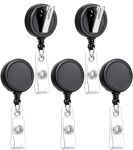 Teskyer 5 Pack Badge Reel, Easy to Attach Alligator Clip, 360 Degree Swivel Badge Holder Retractable Clip, Lightweight, Extend up to 23.6 Inch, Black - Image 1