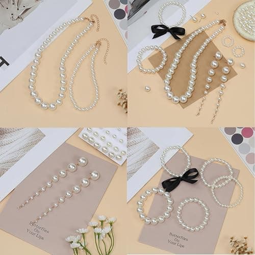 Hudinsun 1200 Pcs Pearl Beads for Jewelry Making, 5 Size Round Pearls for Bracelets Making Kit Small Pearl Filler Beads with Hole for DIY Craft Necklace Earrings thumbnail 4