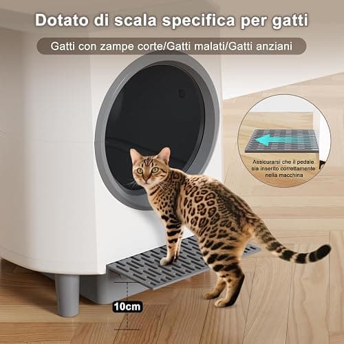Ellenpent Lettiera Gatto Autopulente Silenziosa, Anti-Perdite/Schiacciamento/Odore, Lettiera Automatica Wifi per Gatti con APP, 90L Per Più Gatti, Svuotamento Con Un Solo Tasto, Facile da Pulire thumbnail 8