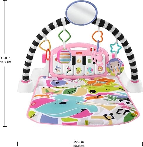 Fisher-Price Baby Playmat Glow and Grow Kick & Play Piano Gym, Pink Musical Learning Toy with Developmental Activities for Newborns 0+ Months thumbnail 3