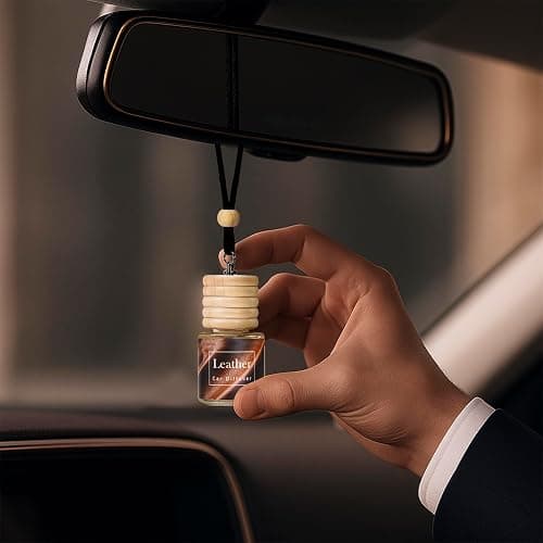 Hanging Car Air Freshener, Teakwood, Leather, Ice, 3 Pack, Essential Oil Car Diffuser, Long Lasting Air Fresheners for Men thumbnail 2