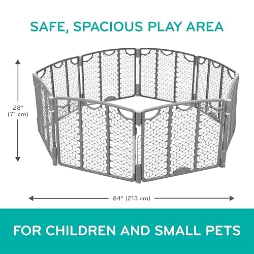 Evenflo Versatile Play Space Adjustable Play Area, Plastic, 8-Panel (Cool Gray) thumbnail 2