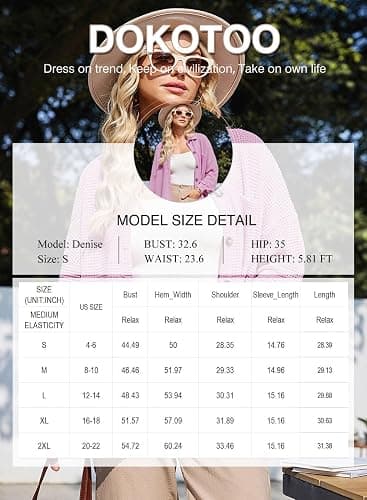 Dokotoo Womens Waffle Knit Shacket Jacket Casual Long Sleeve Button Down Shirts Dressy Blouses Tops thumbnail 6