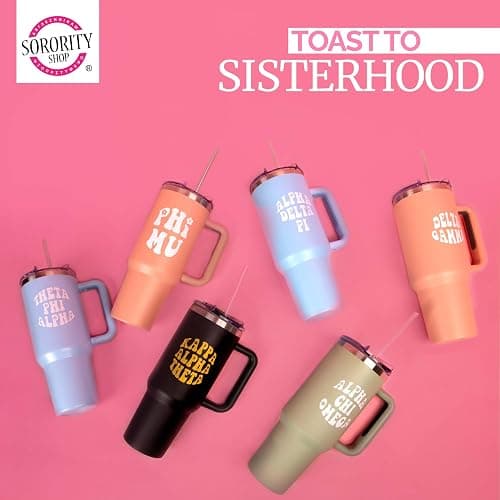 Sorority Shop Sigma Kappa 40oz Tumbler with Handle - Best Friend Tumblers for Women - Cute Sorority Engraved Tumbler - Insulated Tumblers to Keep Your Drinks Cold or Hot for Hours thumbnail 7