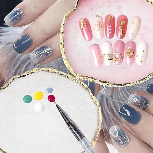 Resin Nail Art Palette, Nail Painting Mixed Color Palette, Gilded Edge Nail Gel Color Makeup Display Board Pallet (White) thumbnail 2