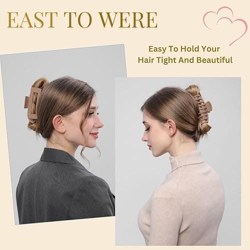 LuSeren Hair Clips for Women 4.3 Inch Large Hair Claw Clips for Women Thin Thick Curly Hair, Big Matte Banana Clips,Strong Hold jaw clips,Neutral Colors thumbnail 3