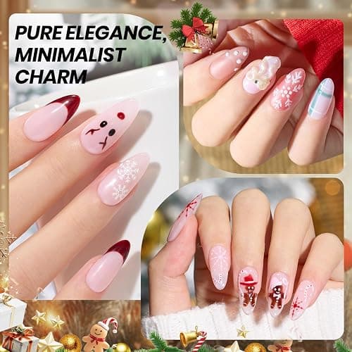 Beetles Frostglaze Veil Jelly Gel Nail Polish Set, 53PCS 36 Colors Christmas Gel Nail Kit Nude Pink Milky White Red Black Blue Green Silver Cat Eye Base Glitter Glossy Matte Top Coat Gift for Women thumbnail 4