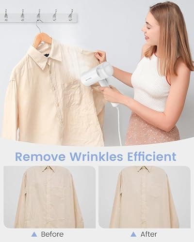 BEAUTURAL Steamer for Clothes, Portable Garment Wrinkle Remover, Fast 30s Heat-up, Foldable and Handheld, 120V Only (Not for 220V Europe), White thumbnail 6