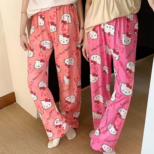 Pyjamahose Damen Lang, Pyjama Hose Damen Flanell Schlafanzughose Flauschig Schlafanzug Hosen Y2K Cartoon Kuschelhose Zuhause Schlafhose Herbst Winter Bequeme Schlafanzughosen für Teenager Mädchen thumbnail 5