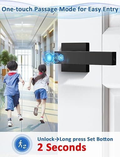 Tinewa Fingerprint Door Lock, Biometric Door Knob with Smart Lock, Keyless Entry Door Handle Lock with App, Bedroom, Office, Hotel, Pantry thumbnail 6