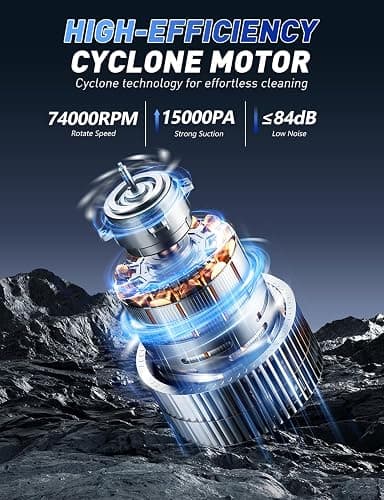 Handheld Vacuum Cordless, 15000PA Powerful Suction Hand Held Vacuum Cleaner, Car Vacuum Portable Cordless with Large-Capacity Dust Bin & LED Light, High Power Hand Vacuum for Home, Car, Office, Pet thumbnail 6