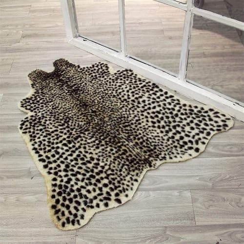 Leopard Print Rug, Faux Cowhide Cheetah Skin Rug Animal Printed Area Rug Carpet for Home Office, Livingroom, Bedroom - Leopard Print 2 - 39.4 X 37.4in thumbnail 2