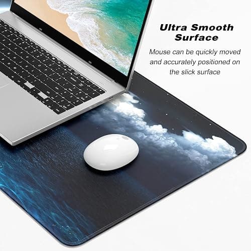 Atufsuat Extended Large Mouse Pad, XXL Gaming Desk Pad 31.5 x 15.7 Inch, Big Computer Keyboard Mousepad, Waterproof Mouse Mat with Stitched Edges and Non-Slip Base for Office Gaming, Moon Ocean thumbnail 3