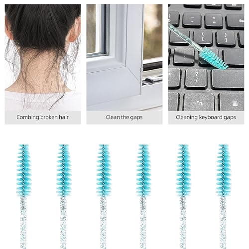 Tbestmax 50 Pcs Disposable Mascara Wands, Crystal Eyebrow Spoolies Brush for Eyelash Extensions, Eye Lash and Makeup Brush (Blue) thumbnail 4