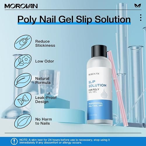 Morovan Poly Gel Slip Solution Kit: 4oz Slip Solution Liquid for Poly Gel Nails Dual-Ended Brush Pusher for Beginner thumbnail 3