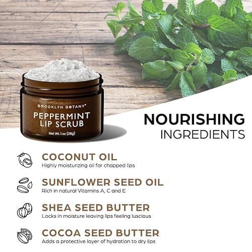 Brooklyn Botany Lip Scrub Exfoliator 1 oz – Lip Moisturizer for Dry Lips and Chapped Lips – Gentle Lip Exfoliator for Smooth and Brighter Lips – Peppermint Flavor thumbnail 6