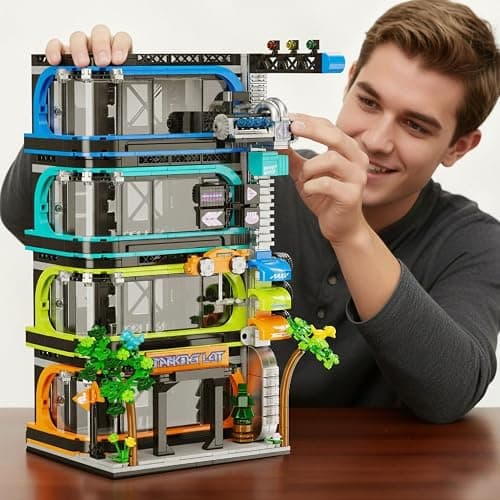 NEWABWN City Parking Tower Building Set for Adults, 1144Pcs Vertical Garage Display, Compatible with Lego City Mini Cars (6-Stud Wide) & 1:64 Die-Cast Models, Building Kit for Collectors - Image 1