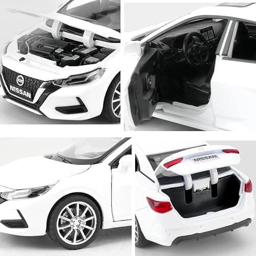 Guarsiliymi 1:32 Scale Car Model Compatible for Collectible Nissan Diecast Toy Vehicle, Zinc Alloy Pull Back Toy Car with Sound and Light for Adult Boys Girls (White) thumbnail 5