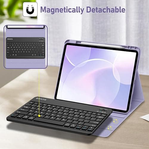FINTIE Keyboard Case for iPad Air 13-inch (M3) 2025 / (M2) 2024 with Pencil Holder - Soft TPU Back Cover with Magnetically Detachable Bluetooth Keyboard, Lilac Purple thumbnail 3